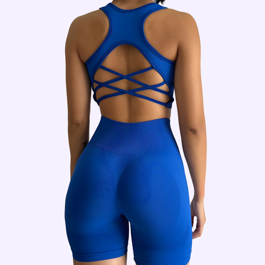 2 PCS Women's Seamless Yoga Set Sexy Sport Bra High Waist Sports Shorts Gym Fitness Sleeveless Workout Suit Sporstwear