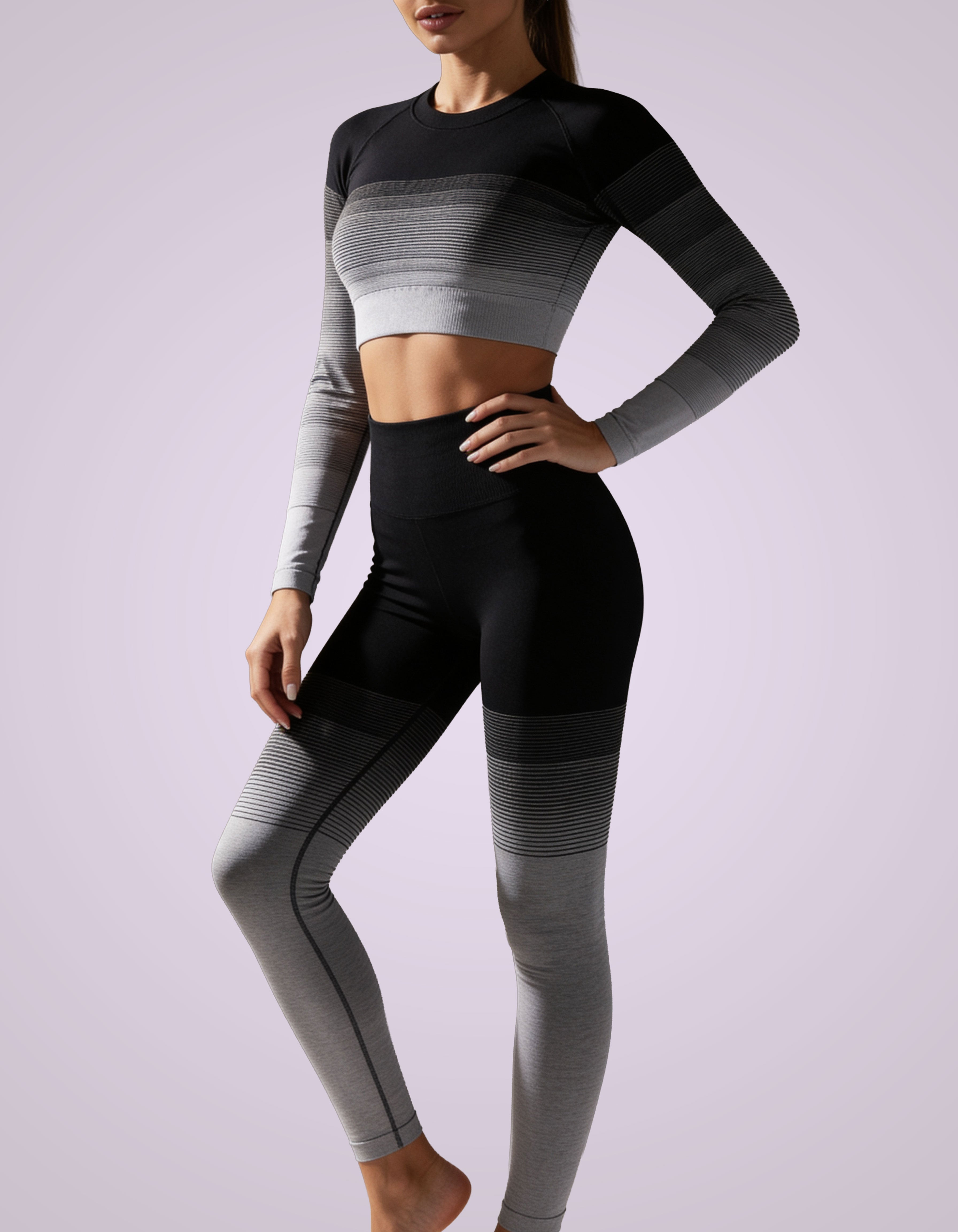 Women's Gradient Seamless workout Set - Crop Top & Leggins
