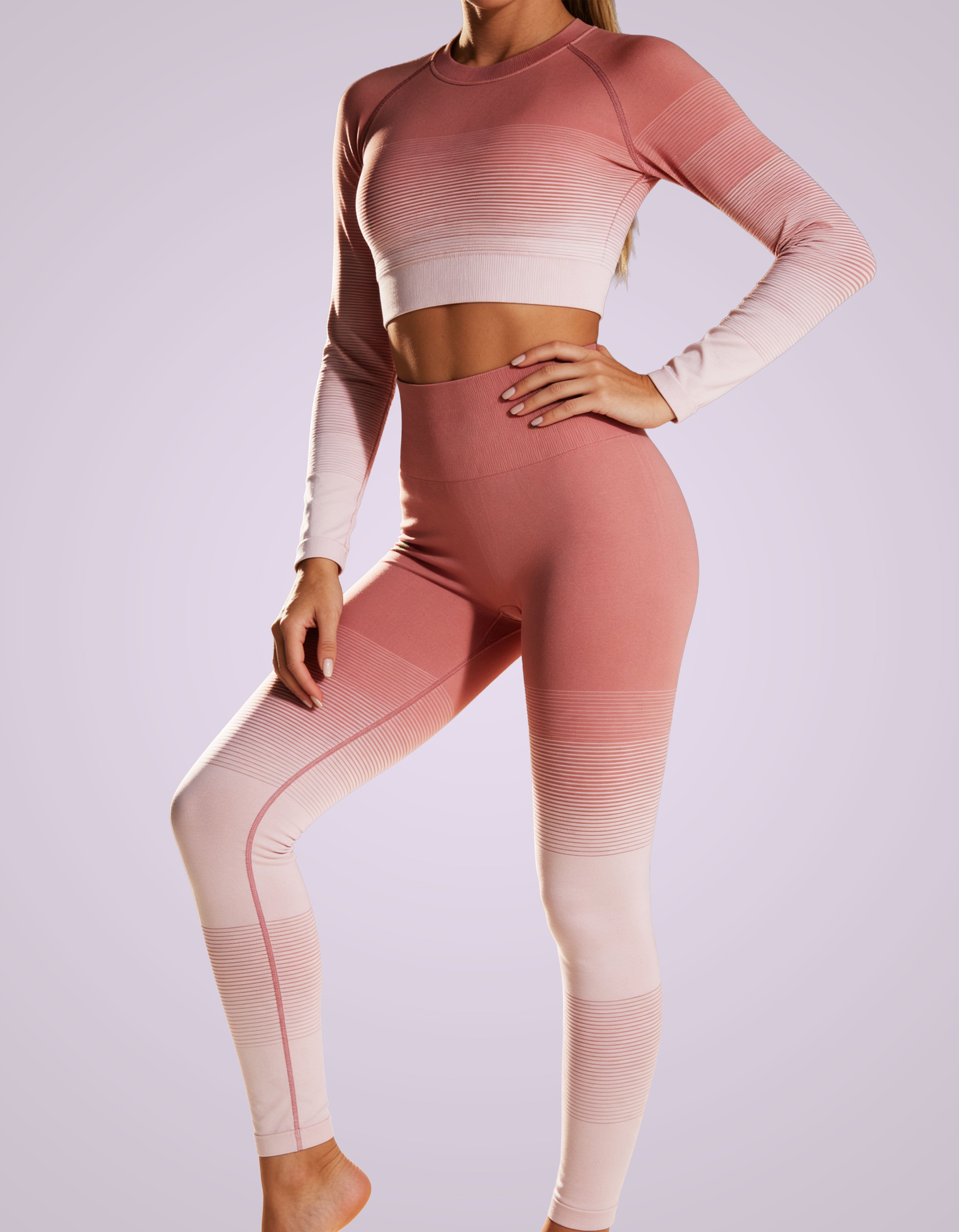 Women's Gradient Seamless workout Set - Crop Top & Leggins