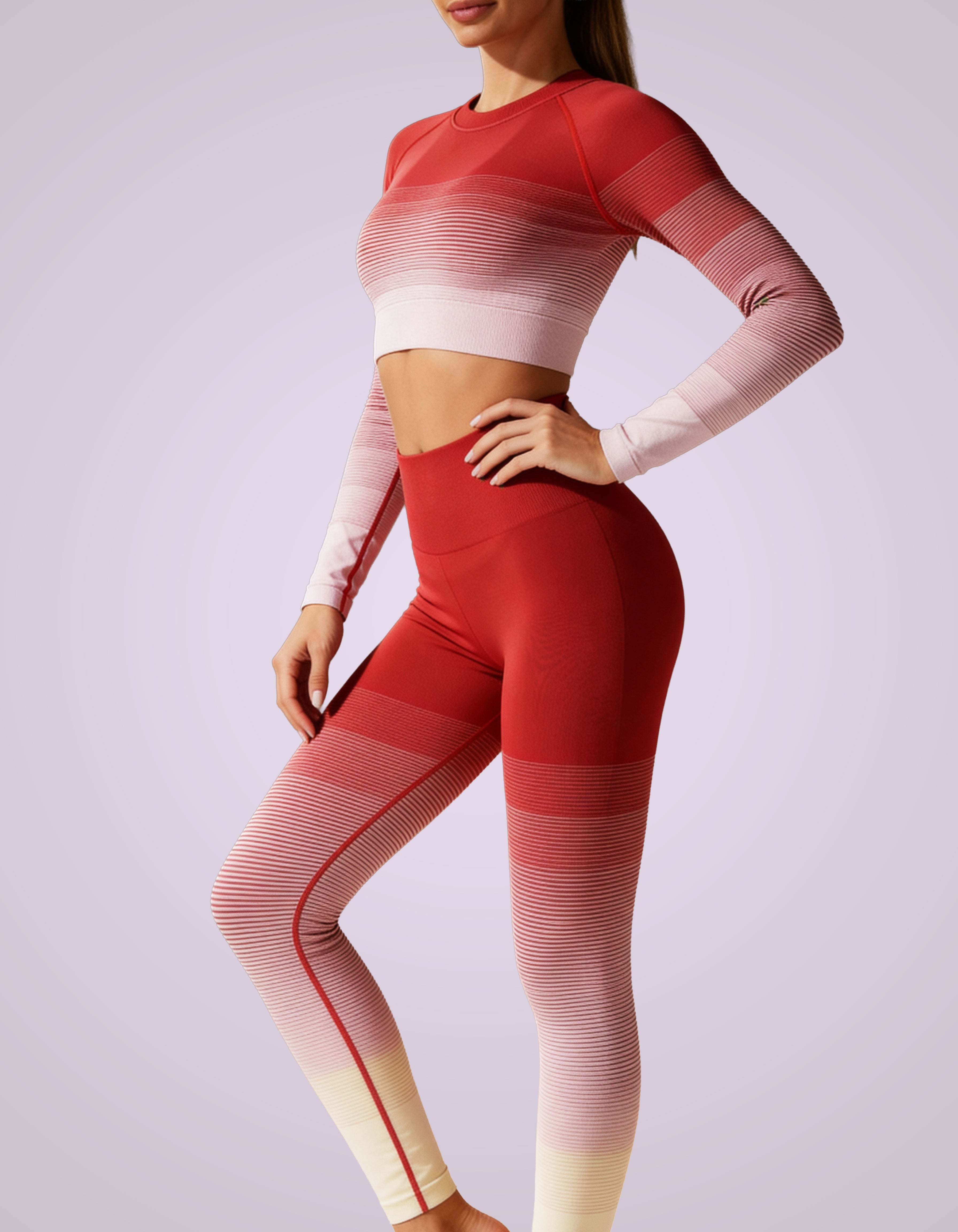 Women's Gradient Seamless workout Set - Crop Top & Leggins