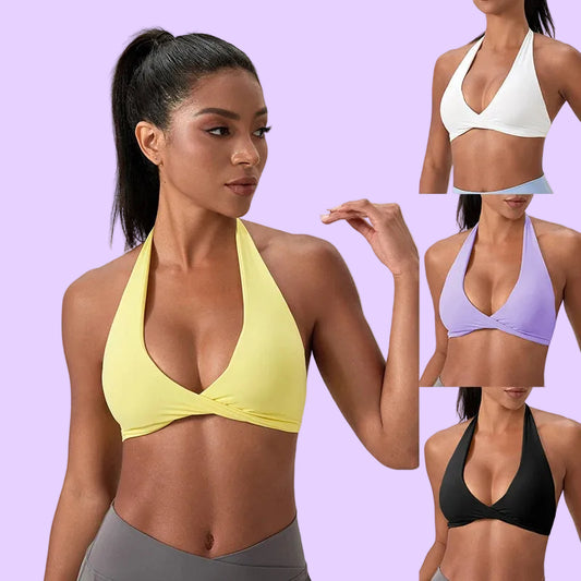 Sports Yoga Bra for Women Halter Neck with Stylish Back Design Sexy Gym Bra for Running Fitness Sports Bras