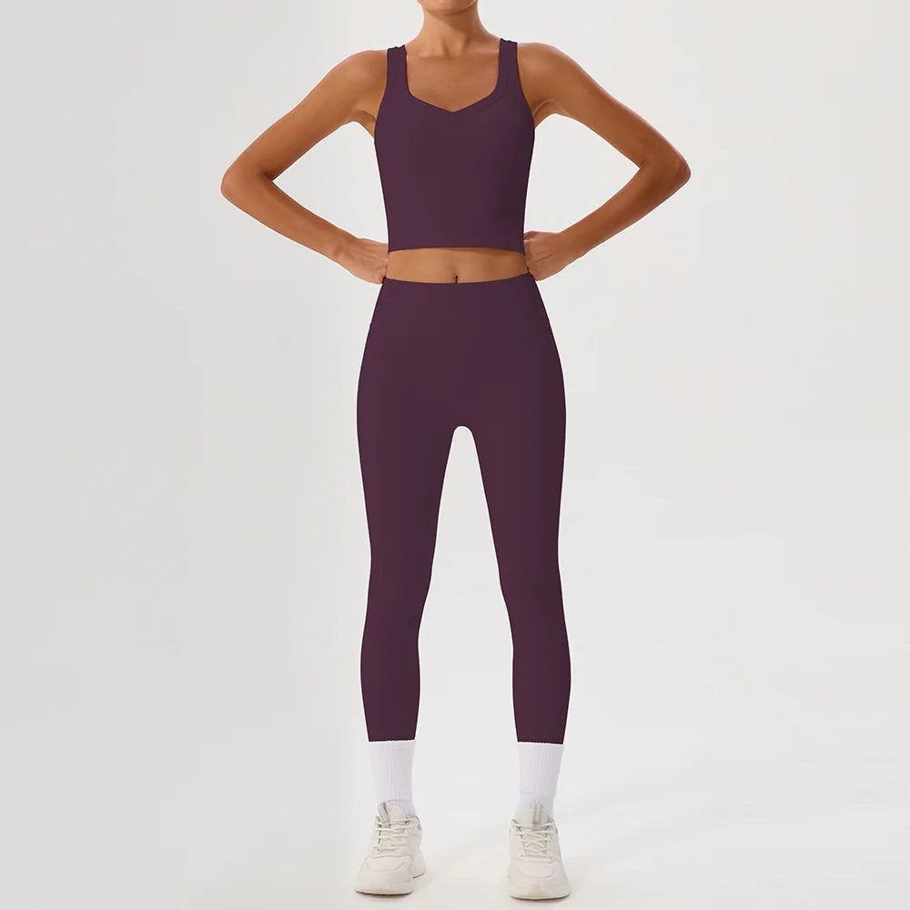 2 Piece Sport Suit for Women Workout Outfits Yoga Clothing Sportswear