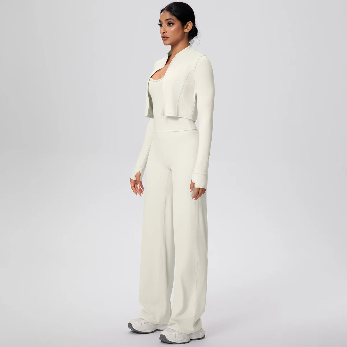 3pcs/set Yoga Gym Sports Set Yoga Three Piece Set Female Sportswear High Strength Training Scrunch Yoga Suit Solid Zipper Jacket