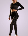 Women's Seamless Long Sleeve Crop Top & Leggings Matching Set