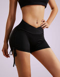 Women's High-Waist Ruched Drawstring Yoga Shorts