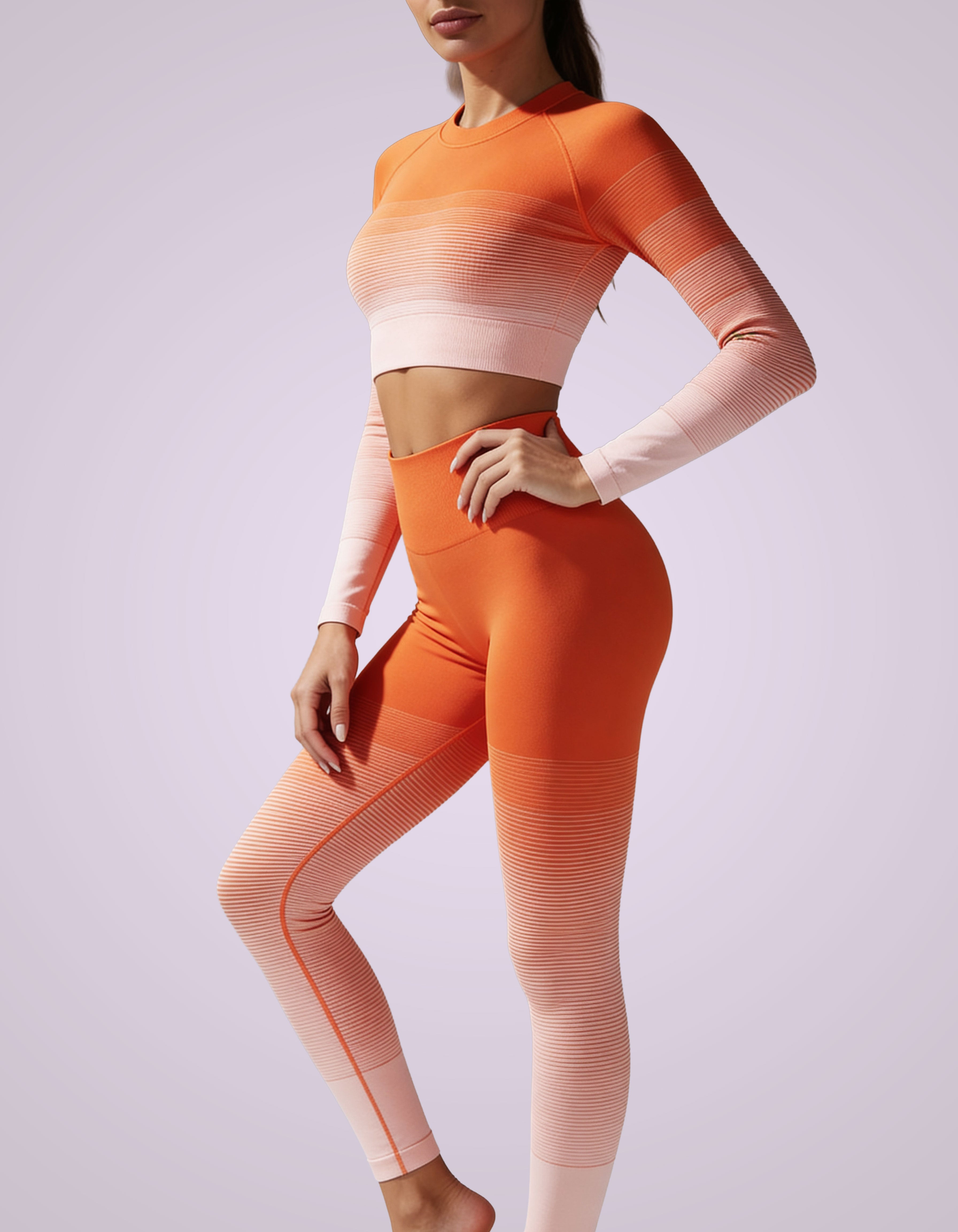 Women's Gradient Seamless workout Set - Crop Top & Leggins