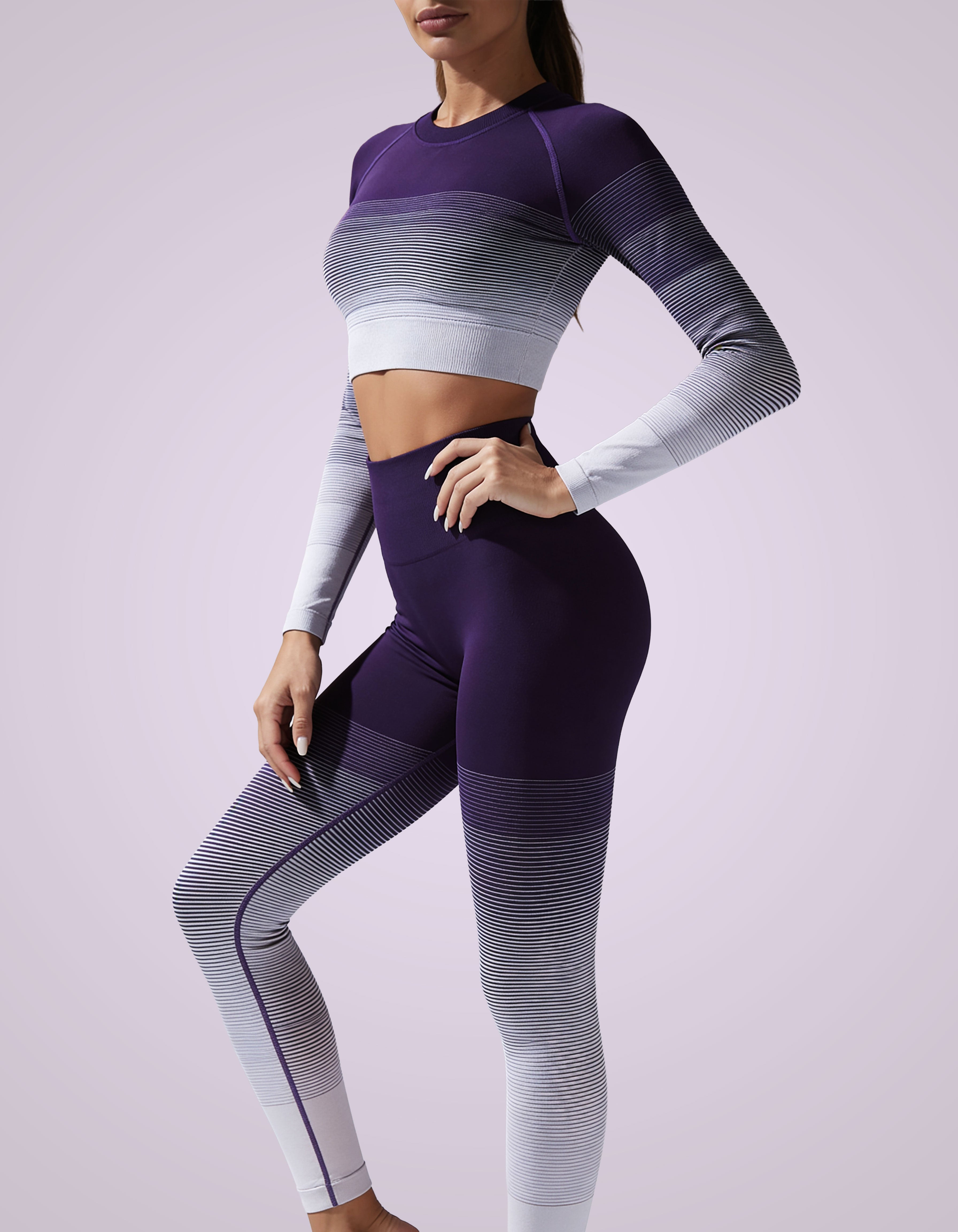 Women's Gradient Seamless workout Set - Crop Top & Leggins